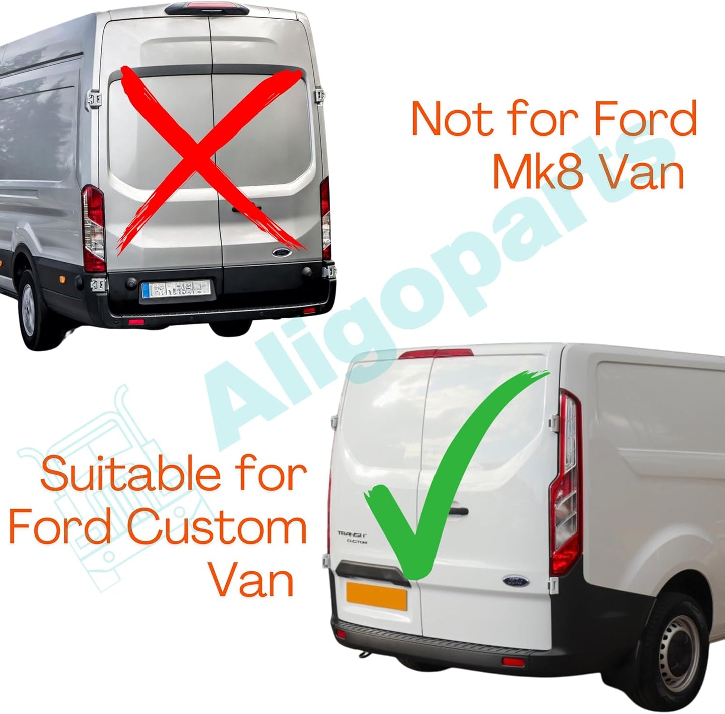 Aligoparts Right Upper Unheated Mirror Glass – Fits Ford Transit Custom 2012–2023