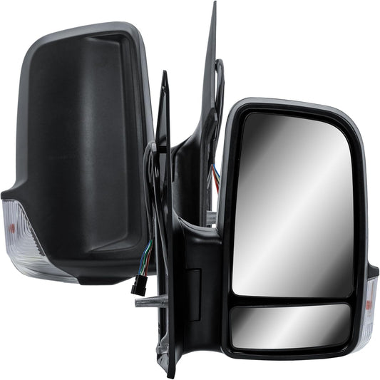 Aligoparts Driver Right Side Door Wing Mirror O/S Electric Heated Short Arm Black Cover for Mercedes Sprinter VW Crafter 2006–2018