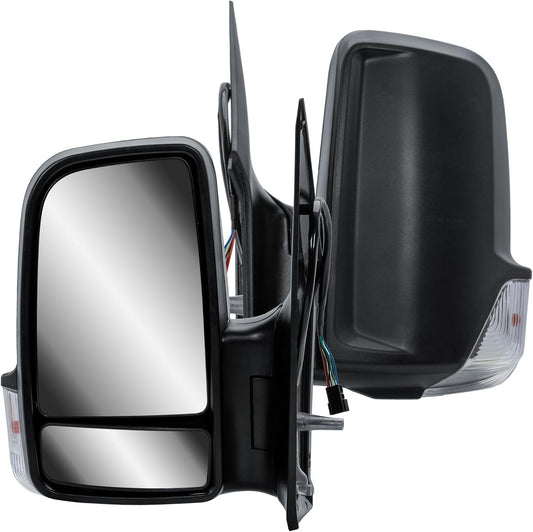 Aligoparts Passenger Left Side Door Wing Mirror N/S Electric Heated Short Arm Black Cover for Mercedes Sprinter VW Crafter 2006–2018