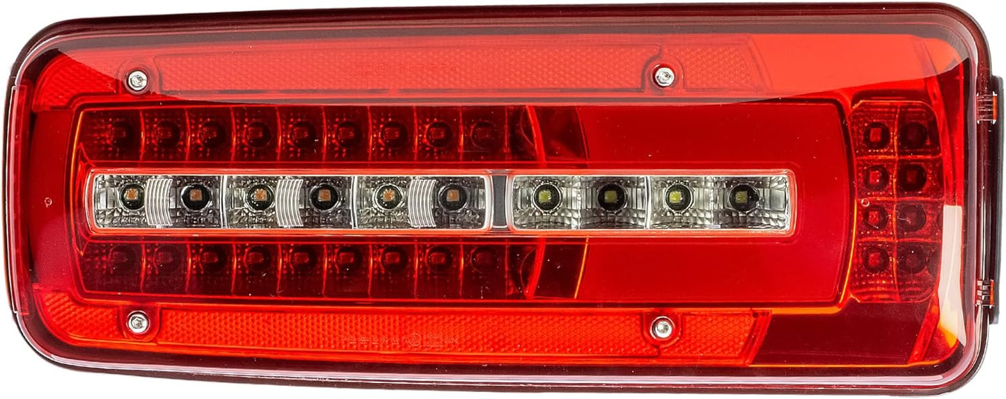 Aligoparts Passenger Left Side N/S 24V Full LED Tail Light Rear Lamp with Number Plate Light & Rear Plug for MAN TGX TGS TGA TGL TGM