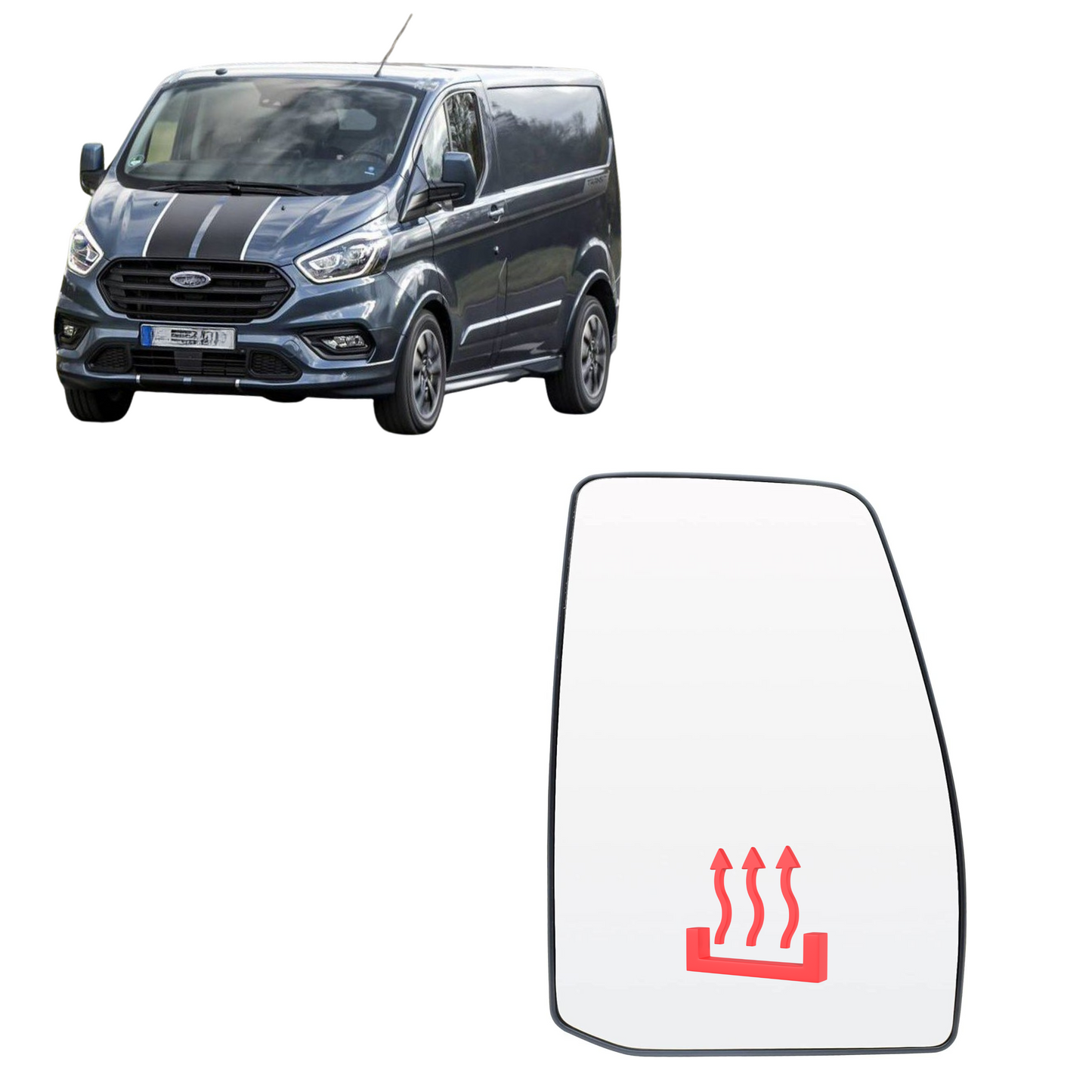 Aligoparts Right Upper Heated Mirror Glass – Fits Ford Transit Custom 2012–2023