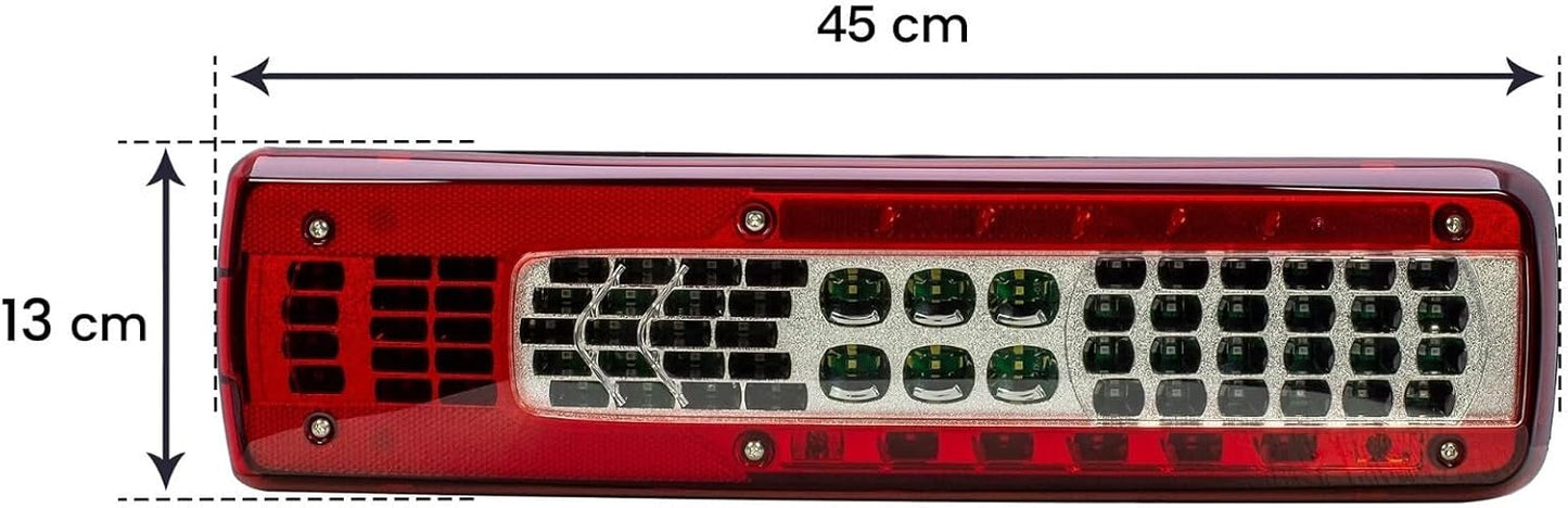 Aligoparts Passenger Left Side N/S 24V Full LED Tail Light Rear Lamp with Number Plate Light for Volvo Euro 6 FH FM FL FMX & Renault T K C (2013+)