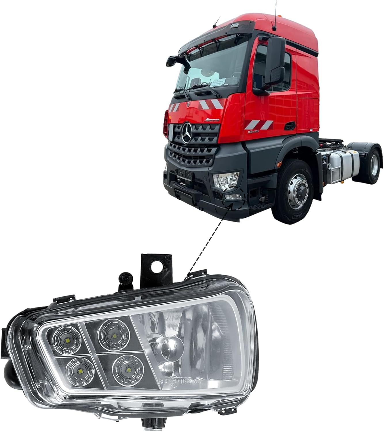Aligoparts Passenger Left Side N/S Fog Light Lamp LED DRL 24V for Mercedes Arocs Antos MP4