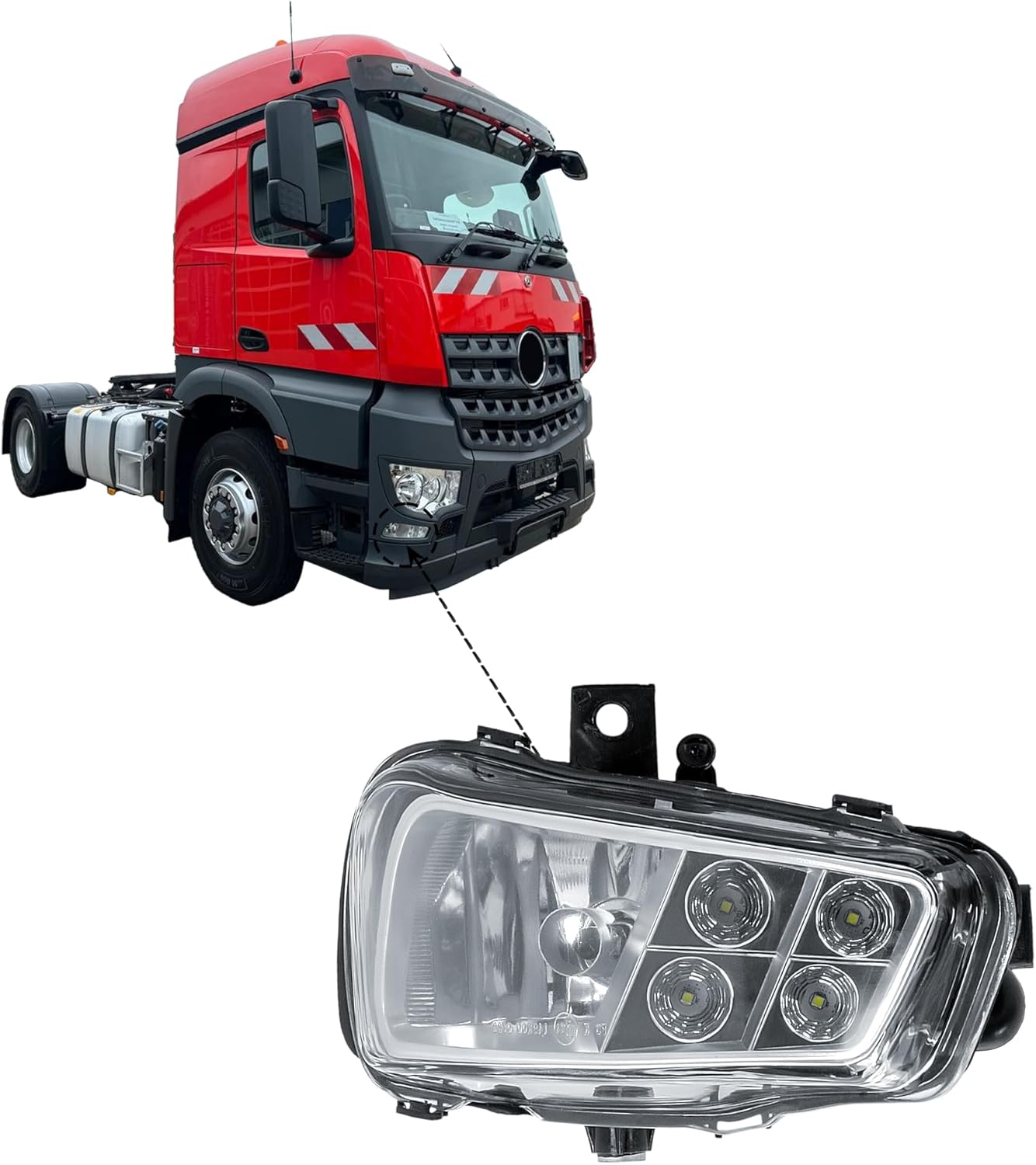 Aligoparts Driver Right Side O/S Fog Light Lamp LED DRL 24V for Mercedes Arocs Antos MP4
