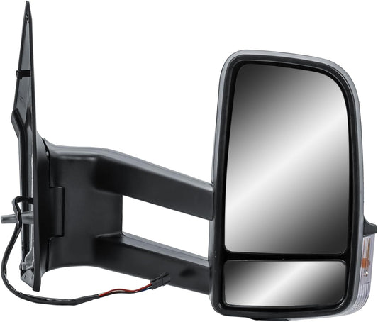 Aligoparts Driver Right Side Door Wing Mirror O/S Electric Heated Long Arm Black Cover for Mercedes Sprinter VW Crafter 2006–2018