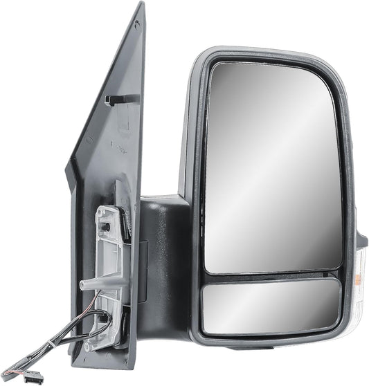 Aligoparts Driver Right Side Door Wing Mirror O/S Manual Without Heated Short Arm Black Cover for Mercedes Sprinter VW Crafter 2006–2018