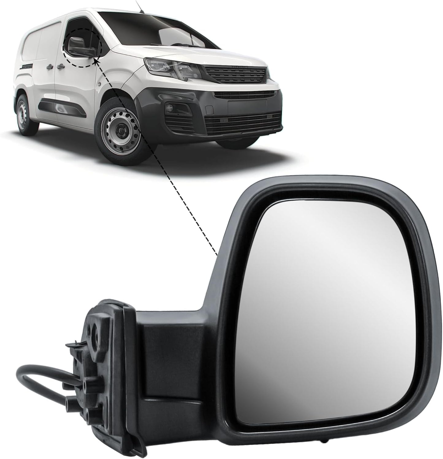Aligoparts Driver Right Side Wing Mirror O/S Electric Heated Manual Folding for Vauxhall Combo Berlingo Partner ProAce City Doblo 2019–2024