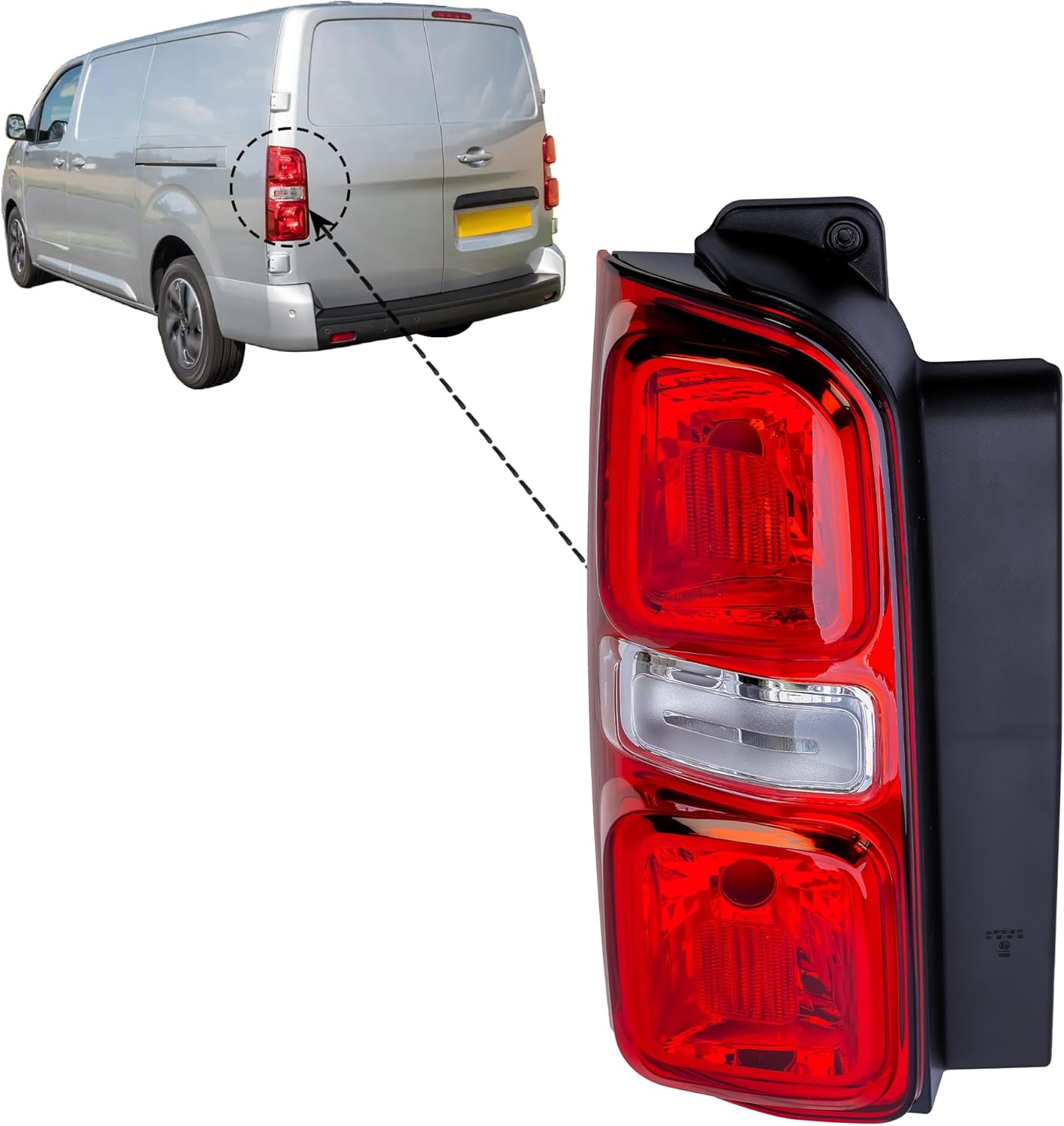 Aligoparts Passenger LEFT Side N/S Tail Light Rear Lamp  For Citroën Dispatch, Peugeot Expert, Vauxhall Vivaro, Fiat Scudo, Toyota ProAce (2019–2024)