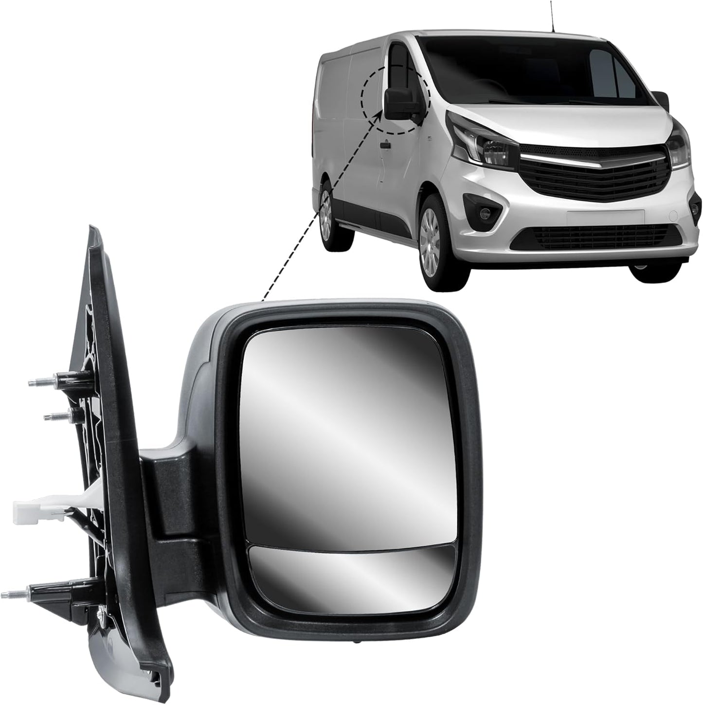 Aligoparts Driver Right Side Door Wing Mirror O/S Electric Heated Without Signal Light for Renault Trafic Nissan NV300 Vauxhall Vivaro Fiat Talento 2014–2021