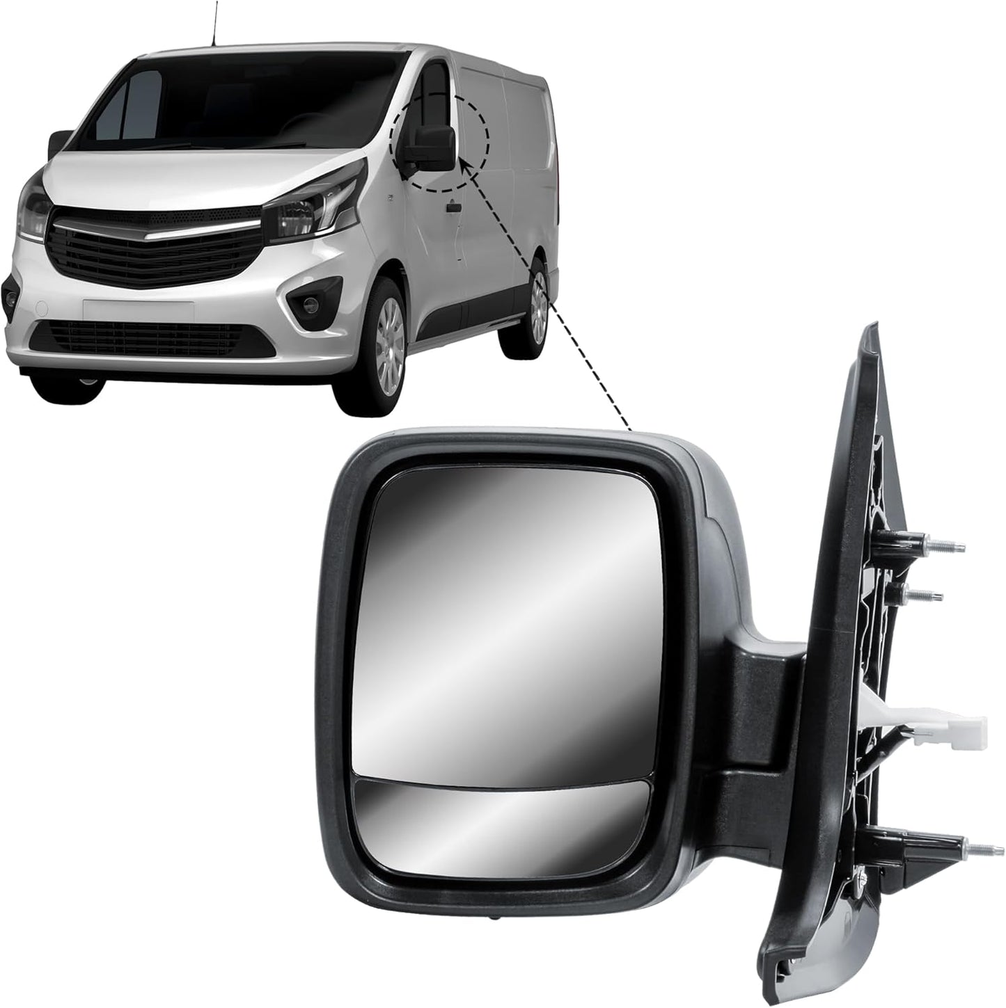 Aligoparts Passenger Left Side Door Wing Mirror N/S Electric Heated Without Signal Light for Renault Trafic Nissan NV300 Vauxhall Vivaro Fiat Talento 2014–2021