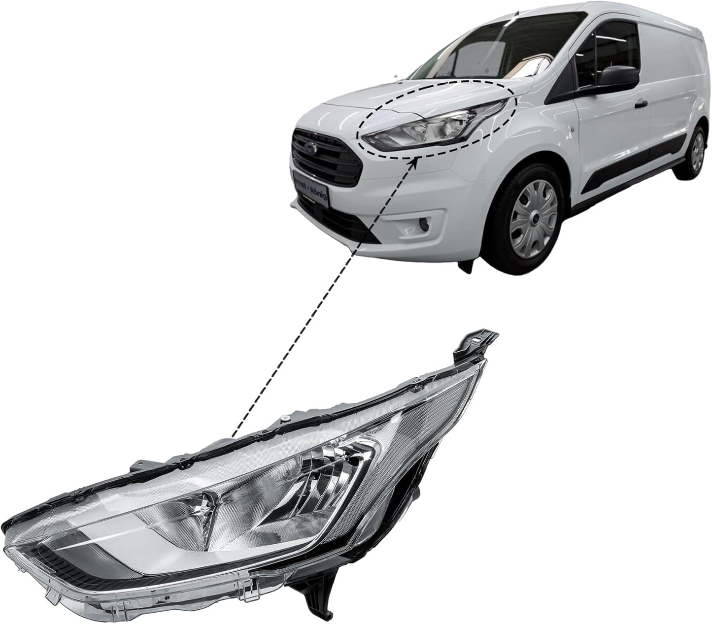 Aligoparts Passenger Left Side Headlight Lamp N/S Electric Adjustment for Ford Transit Tourneo Connect V408 2017–2023
