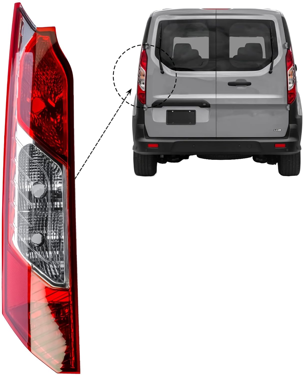 Aligoparts Passenger LEFT Side N/S Tail Light Rear Lamp  For Ford Transit Connect & Tourneo Connect (2014–2023)