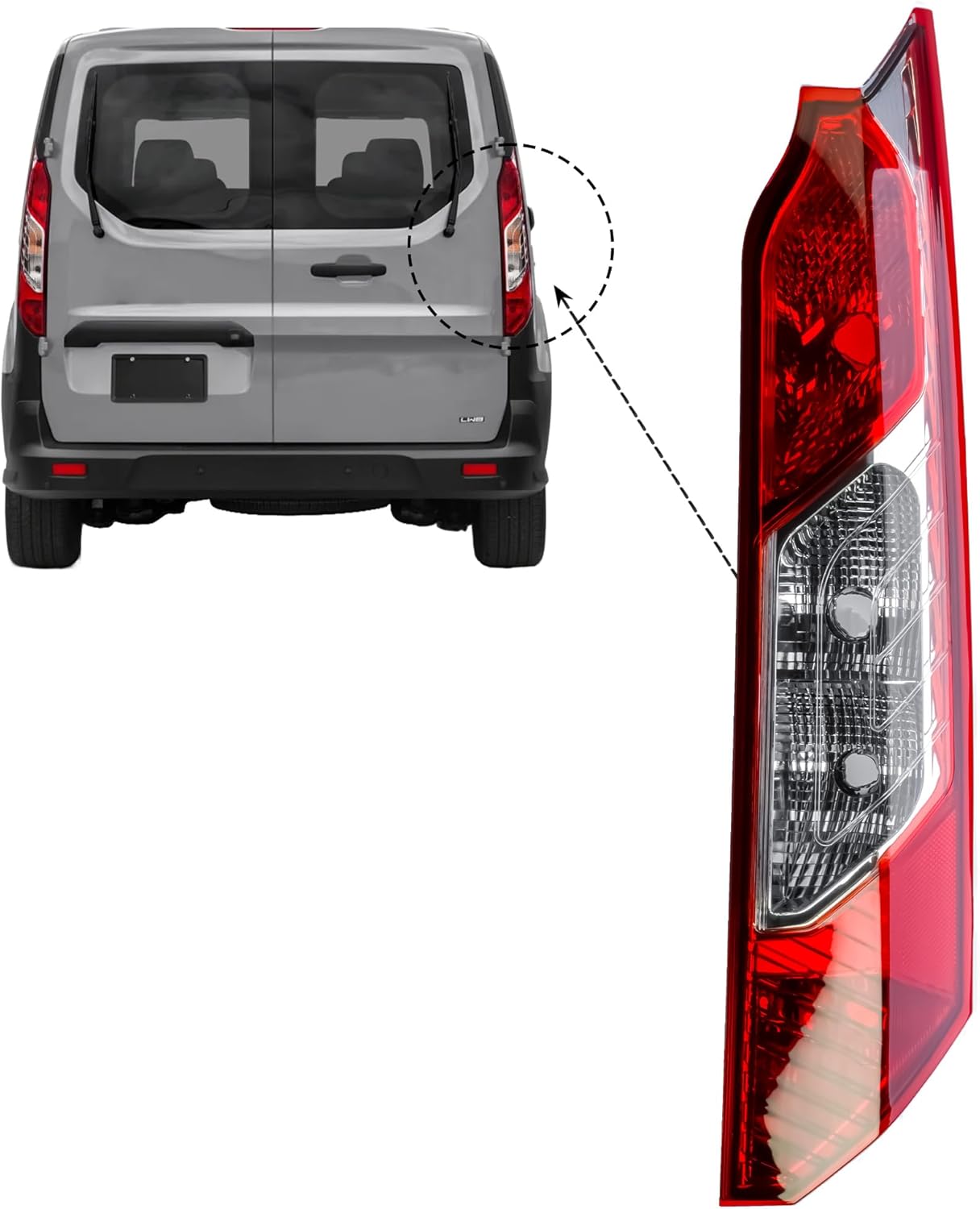 Aligoparts Driver RIGHT Side O/S Tail Light Rear Lamp  For Ford Transit Connect & Tourneo Connect (2014–2023)