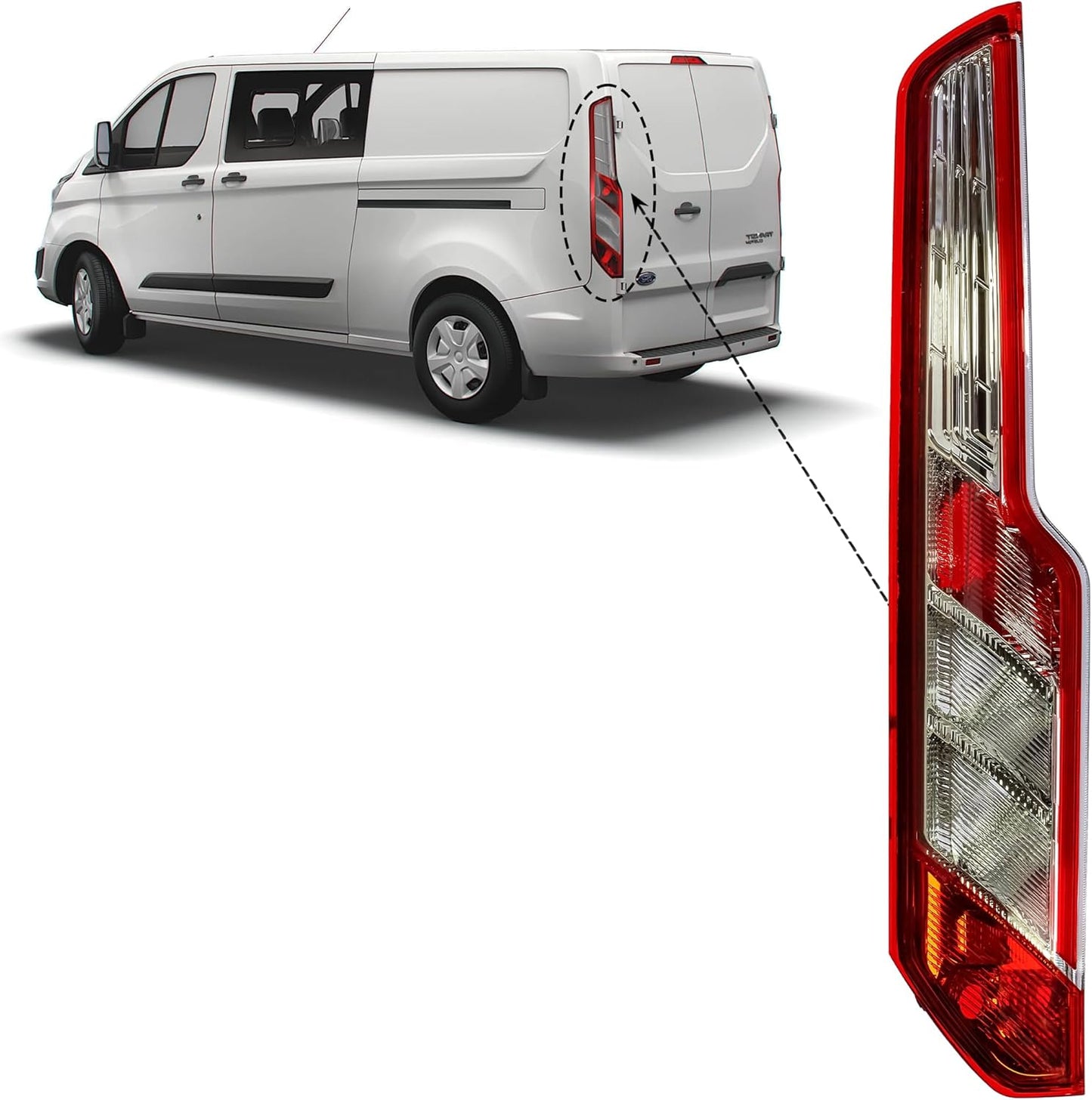 Aligoparts Passenger LEFT Side N/S Tail Light Rear Lamp  For Ford Transit Custom & Tourneo Custom V362 (2014–2023)
