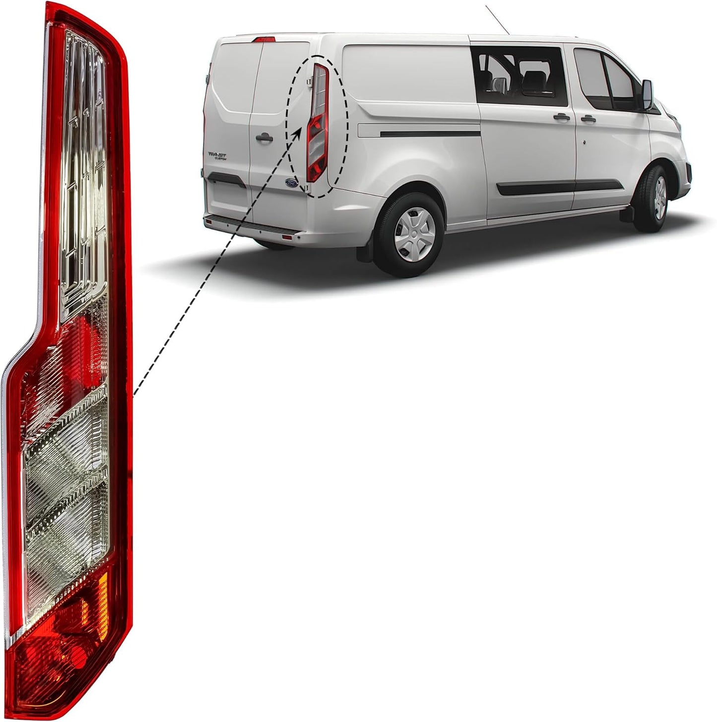 Aligoparts Driver RIGHT Side O/S Tail Light Rear Lamp  For Ford Transit Custom & Tourneo Custom V362 (2014–2023)