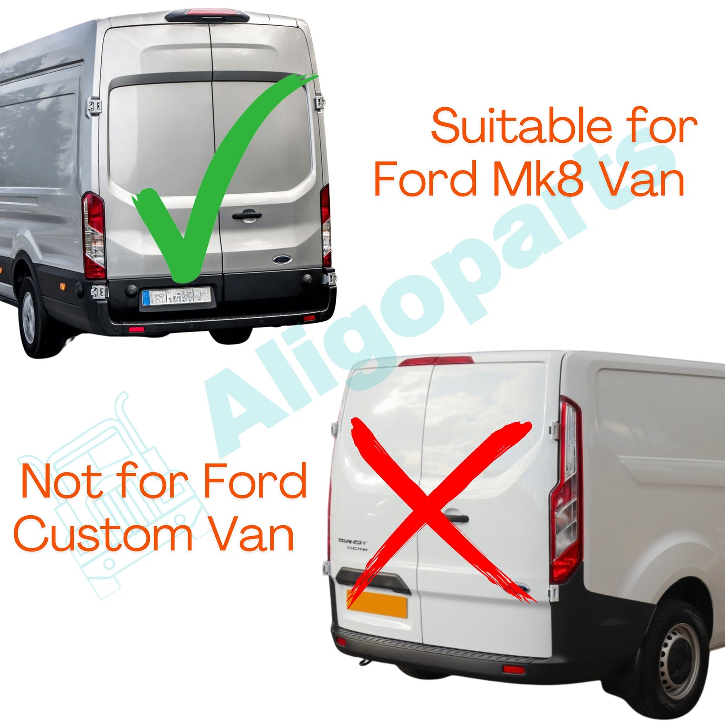 Aligoparts Right Heated Upper Mirror Glass for Ford Transit MK8 2014–Onwards