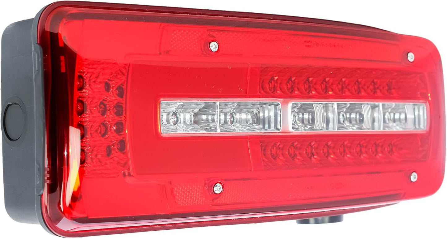 Aligoparts Driver Right Side O/S 24V Full LED Tail Light Rear Lamp with Reverse Alarm Buzzer & Rear Plug for DAF XF XG XG+ XD CF