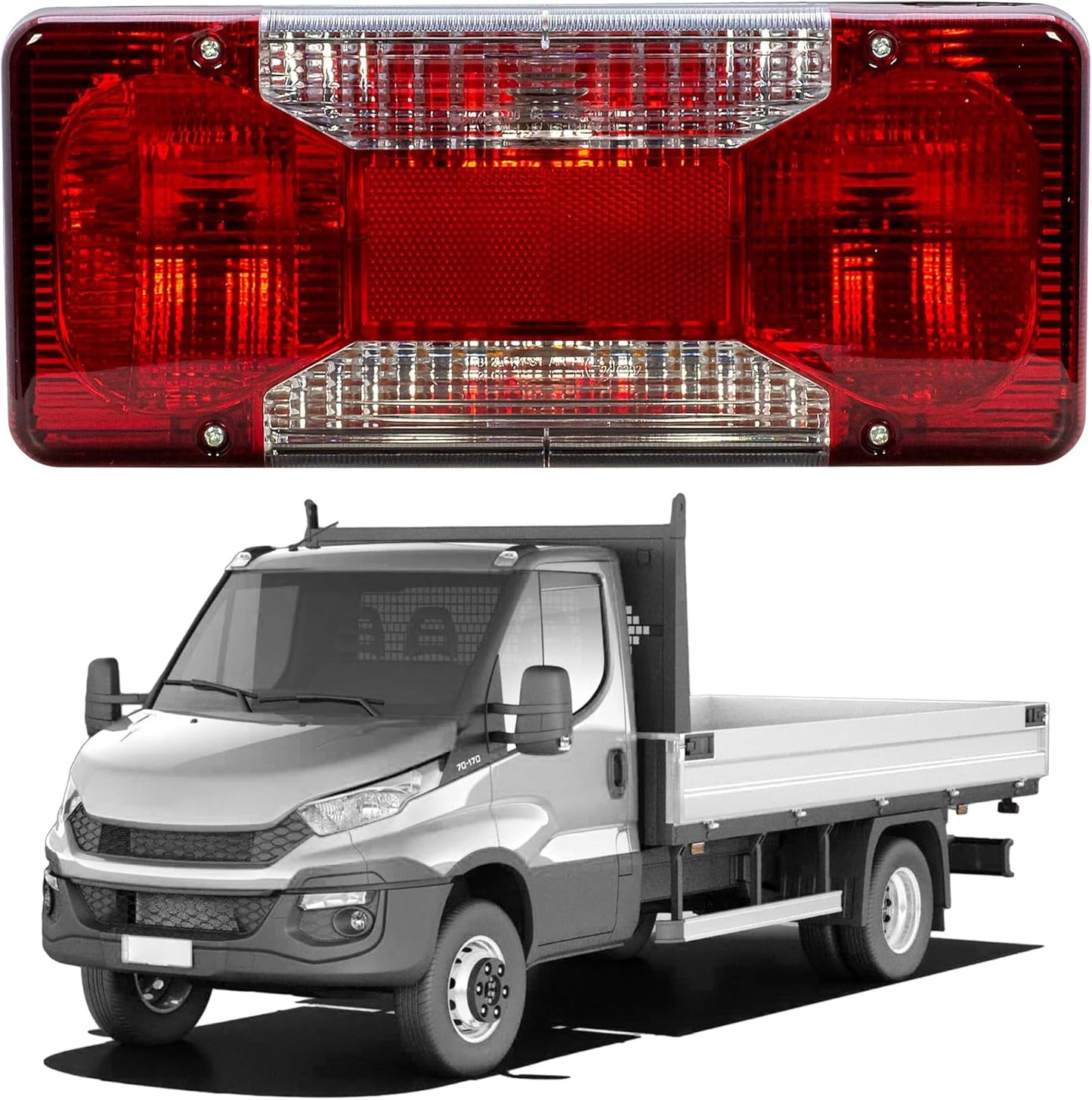 Aligoparts Passenger Left Side N/S Tail Light Rear Lamp with Bulbs for IVECO Daily Tipper Pick-Up Chassis Cab (2006–2022)