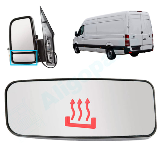 Aligoparts Left Heated Lower Mirror Glass for Mercedes Sprinter & VW Crafter 2006–2018