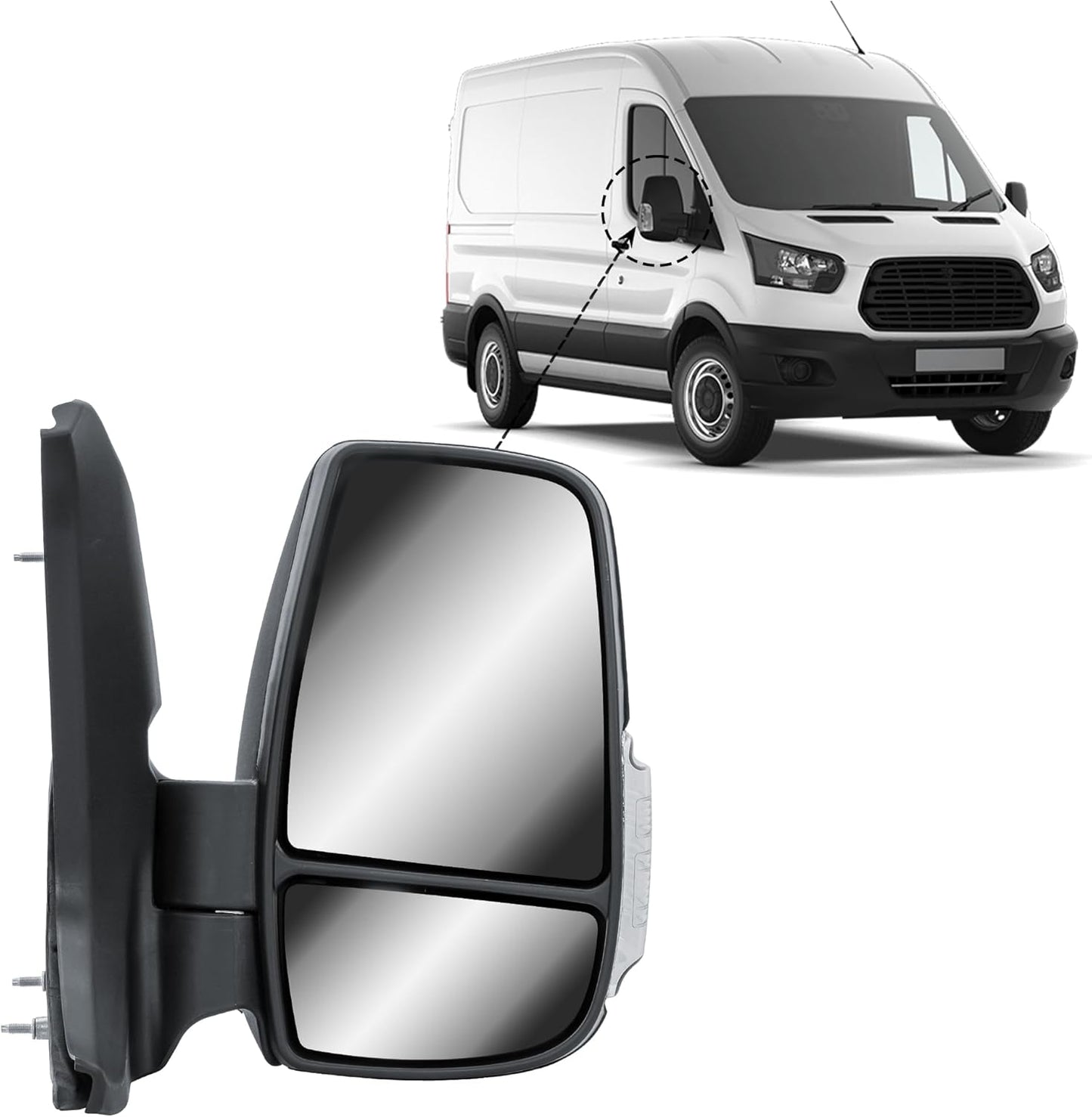Aligoparts Driver Right Side Door Wing Mirror O/S Electric Heated Short Arm for Ford Transit MK8 2014–2026