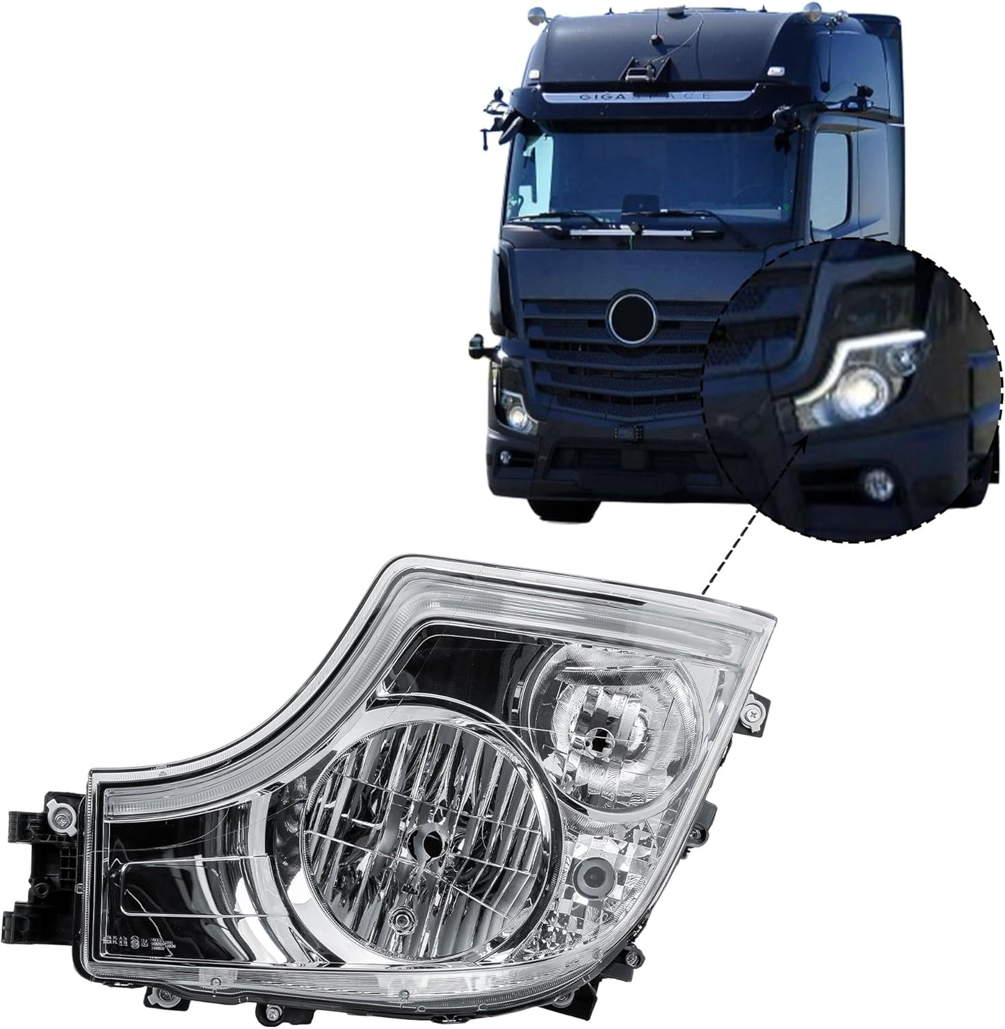 Aligoparts Passenger Left Side N/S Headlight Head Lamp Electric Adjustment LED DRL 24V for Mercedes Actros MP5