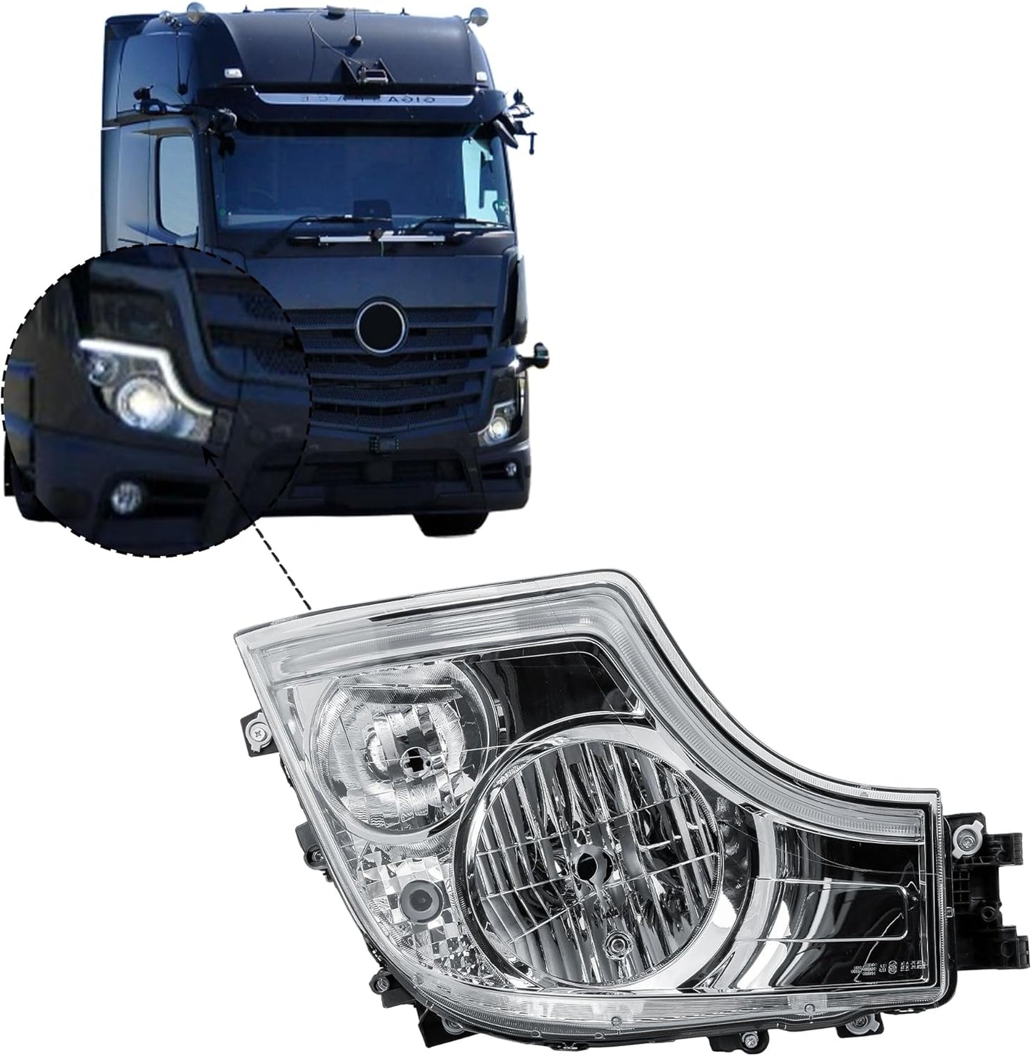 Aligoparts Driver Right Side O/S Headlight Head Lamp Electric Adjustment LED DRL 24V for Mercedes Actros MP5