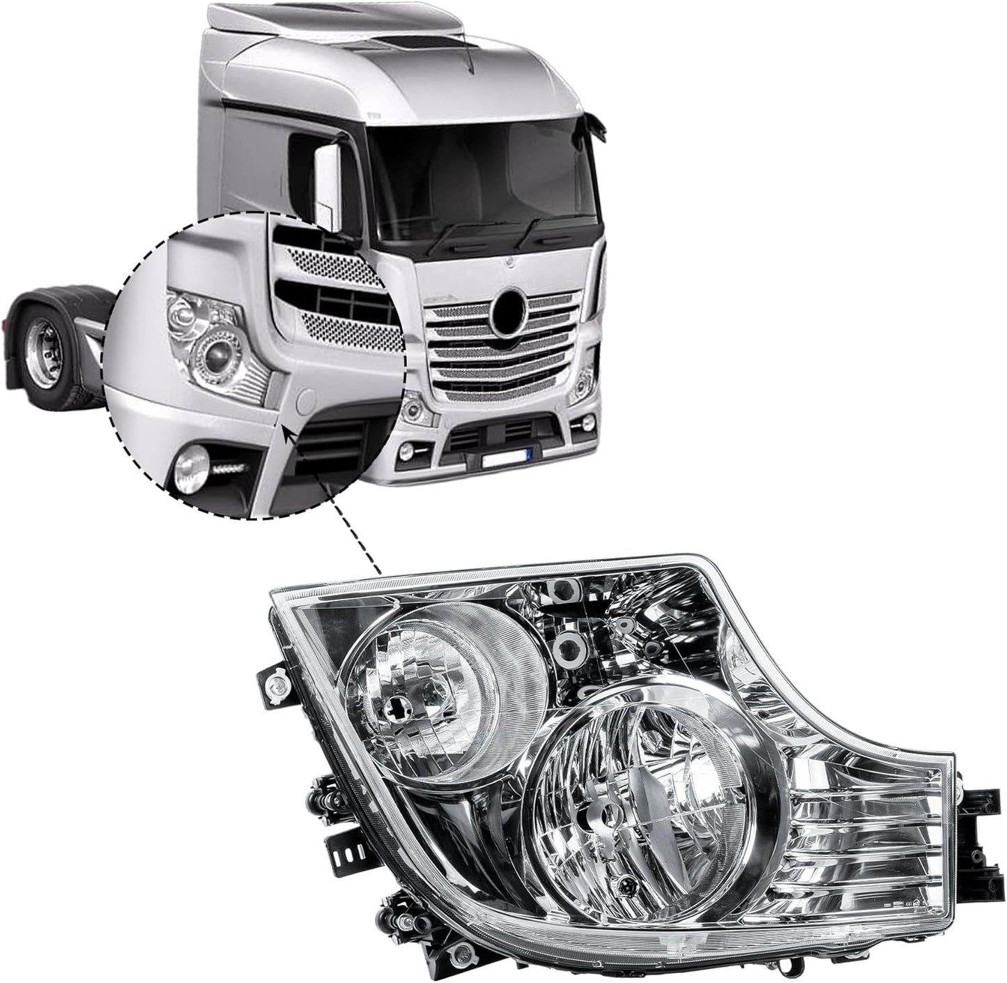 Aligoparts Driver Right Side O/S Headlight Head Lamp Electric Adjustment 24V for Mercedes Actros MP4