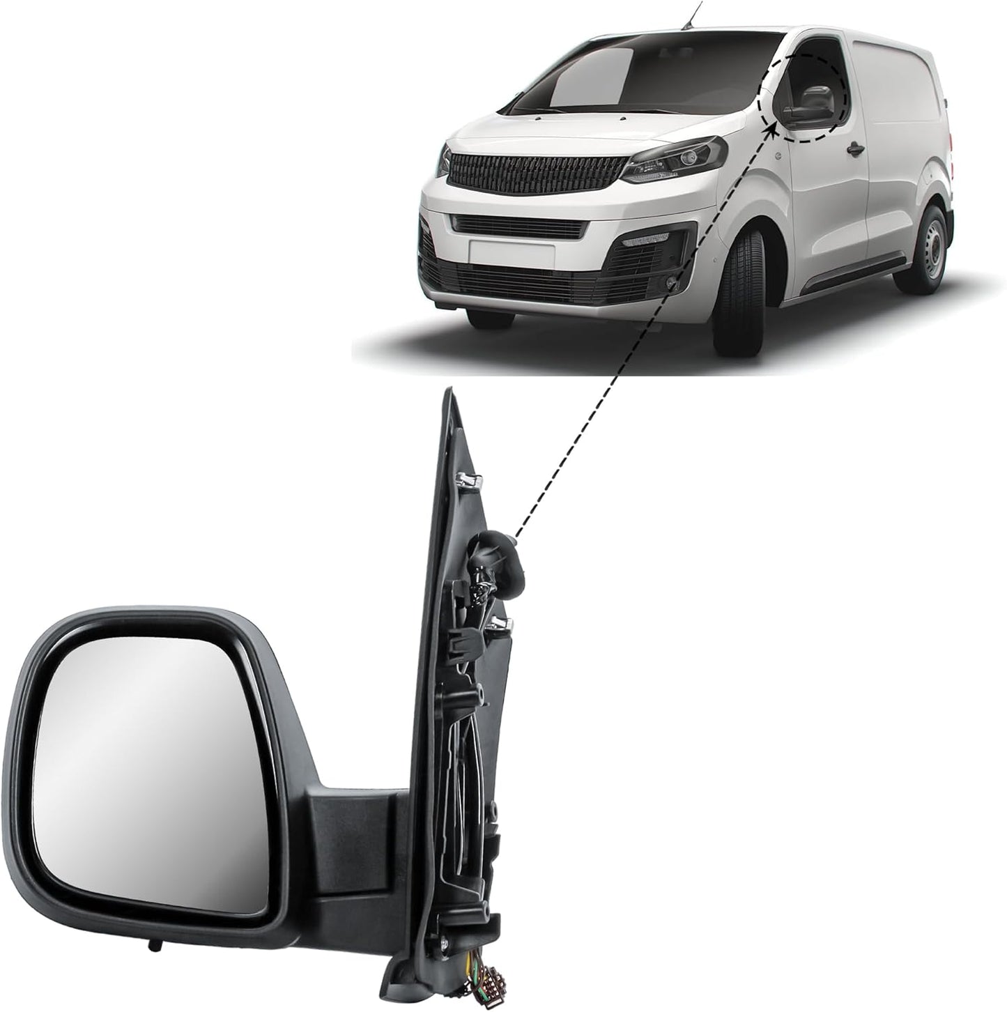 Aligoparts Passenger Left Side Door Wing Mirror N/S Electric Heated Manual Folding for Citroen Dispatch Peugeot Expert Vivaro Scudo ProAce 2019–2024