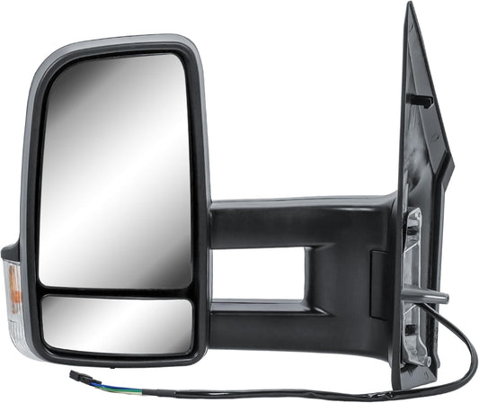 Aligoparts Passenger Left Side Door Wing Mirror N/S Electric Heated Long Arm Black Cover for Mercedes Sprinter VW Crafter 2006–2018