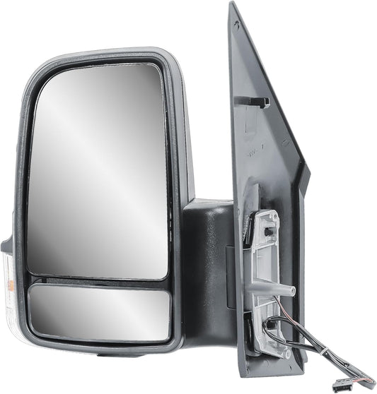 Aligoparts Passenger Left Side Door Wing Mirror N/S Manual Without Heated Short Arm Black Cover for Mercedes Sprinter VW Crafter 2006–2018