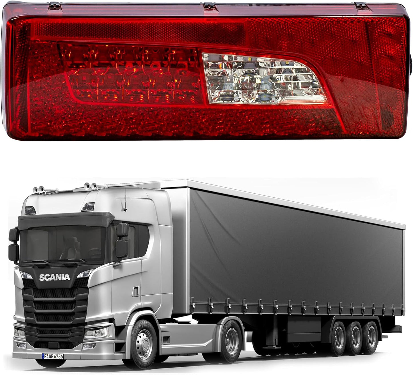 Aligoparts Passenger Left Side N/S 24V Full LED Tail Light Rear Lamp with Number Plate Light for Scania P G R S L Series