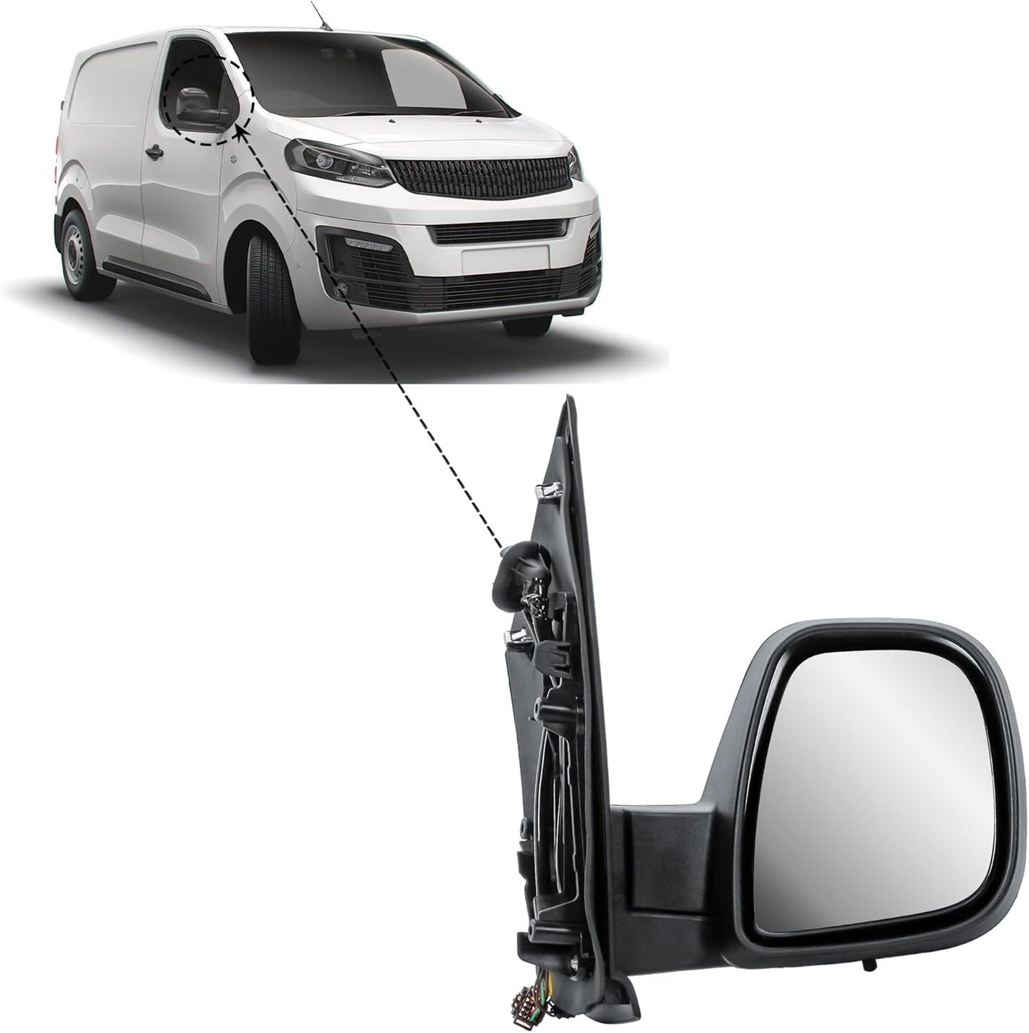 Aligoparts Driver Right Side Door Wing Mirror O/S Electric Heated Manual Folding for Citroen Dispatch Peugeot Expert Vivaro Scudo ProAce 2019–2024