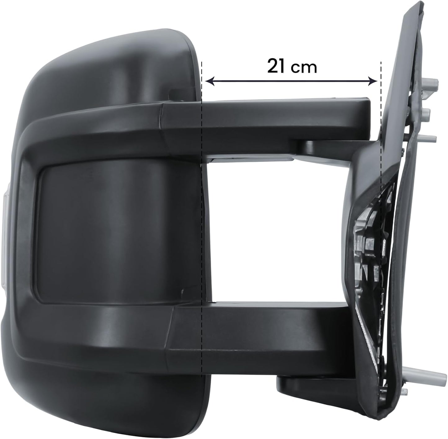 Aligoparts Driver Right Side Door Wing Mirror O/S Electric Heated with Temperature Sensor Manual Folding Long Arm for Fiat Ducato Peugeot Boxer Citroën Relay 2006–2023 Vauxhall Movano 2019–2023