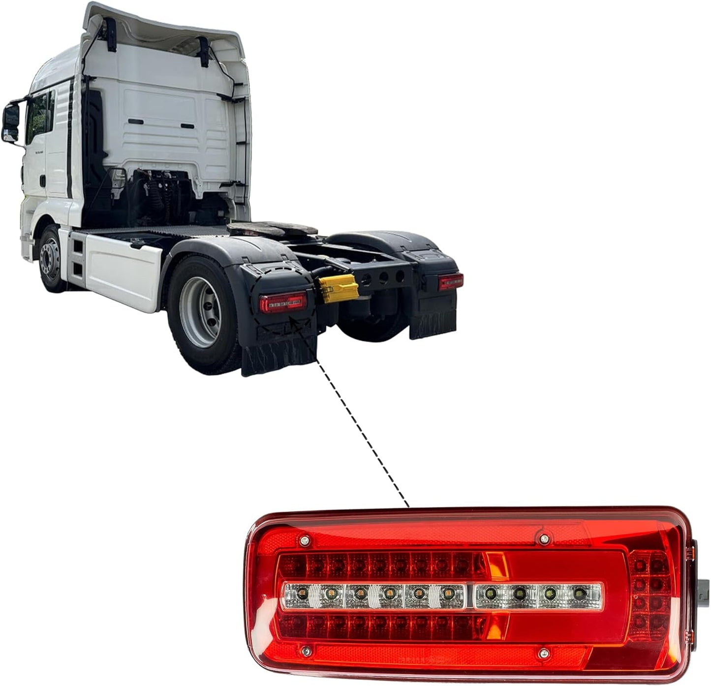 Aligoparts Passenger Left Side N/S 24V Full LED Tail Light Rear Lamp with Number Plate Light for DAF XF CF LF XG XD
