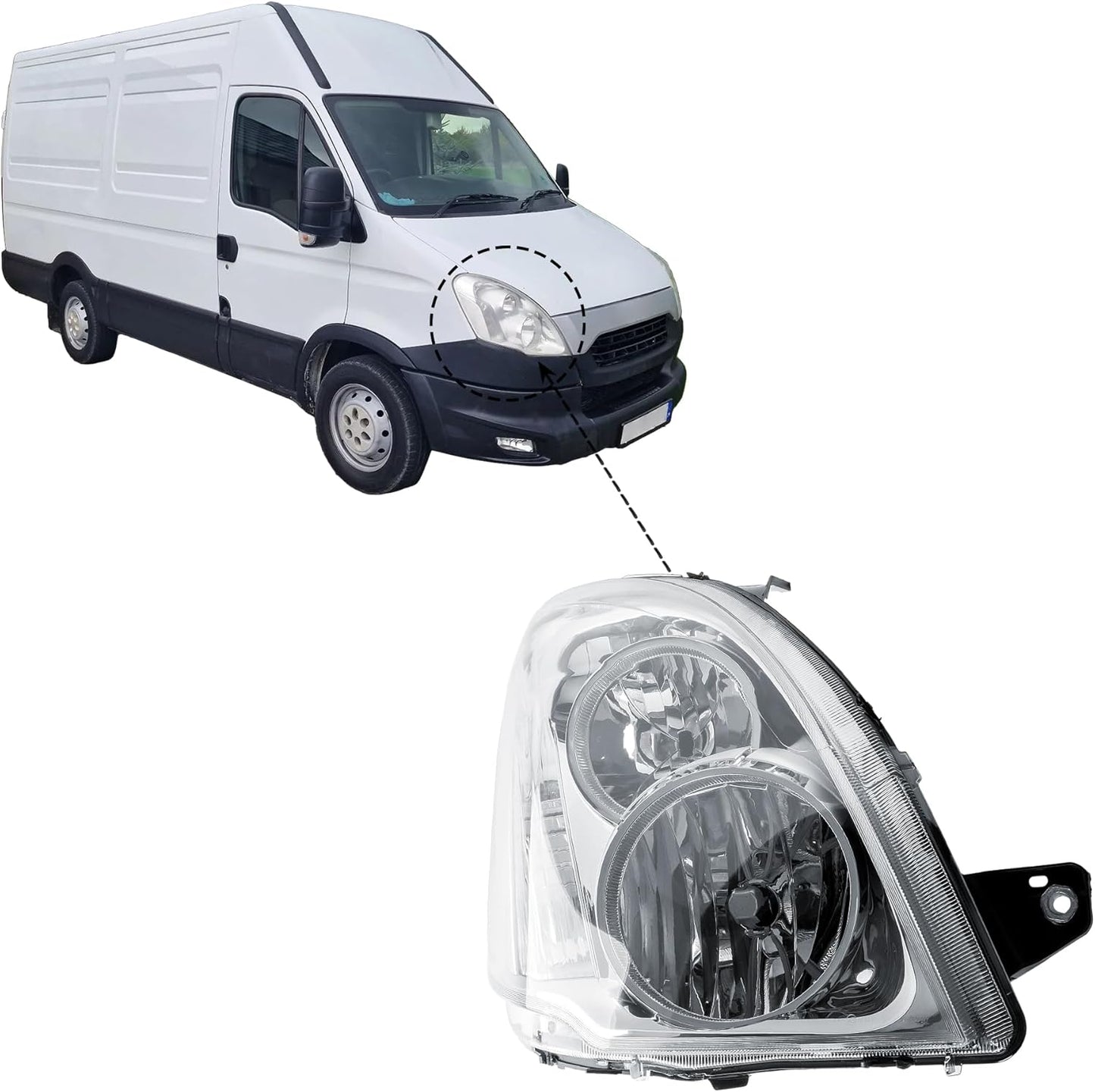 Aligoparts Driver Right Side Headlight Lamp O/S Electric Adjustment for IVECO Daily MK5 2011–2013
