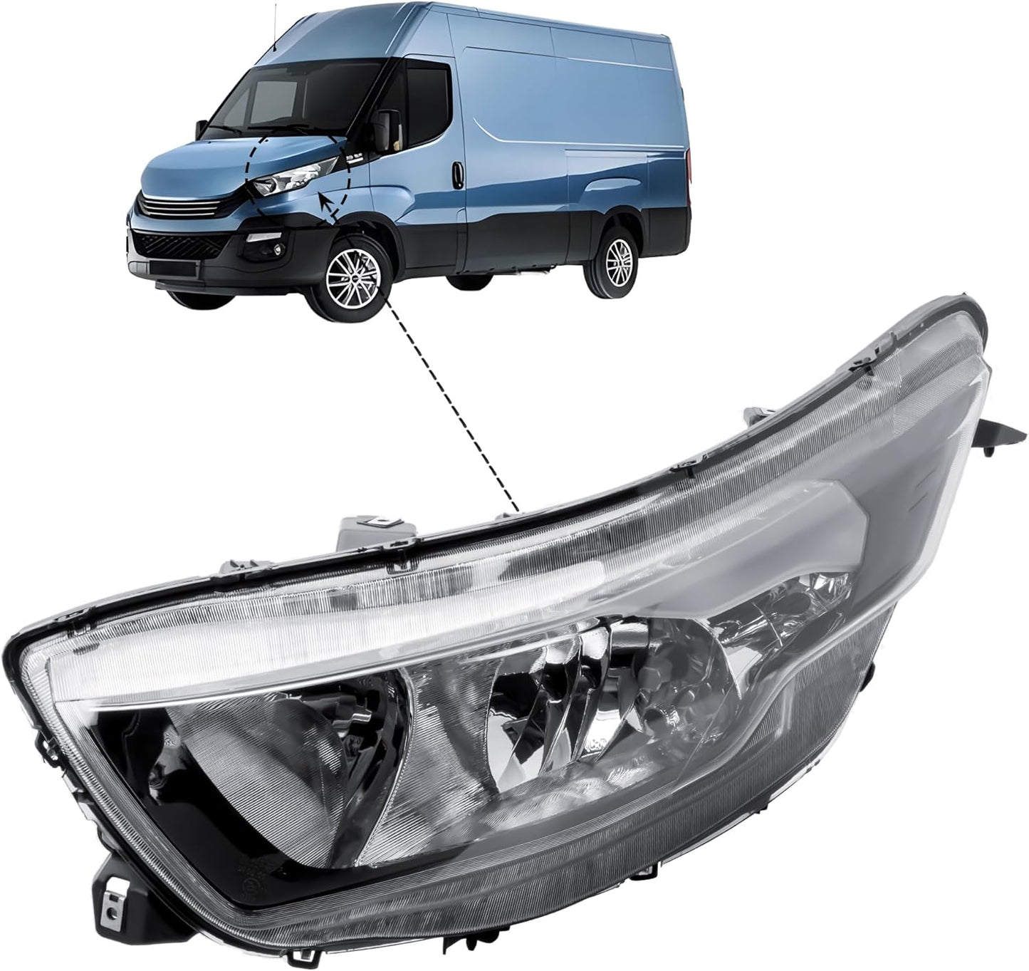 Aligoparts Passenger Left Side Headlight Lamp N/S Electric Adjustment Square Plug for IVECO Daily 2020–2025