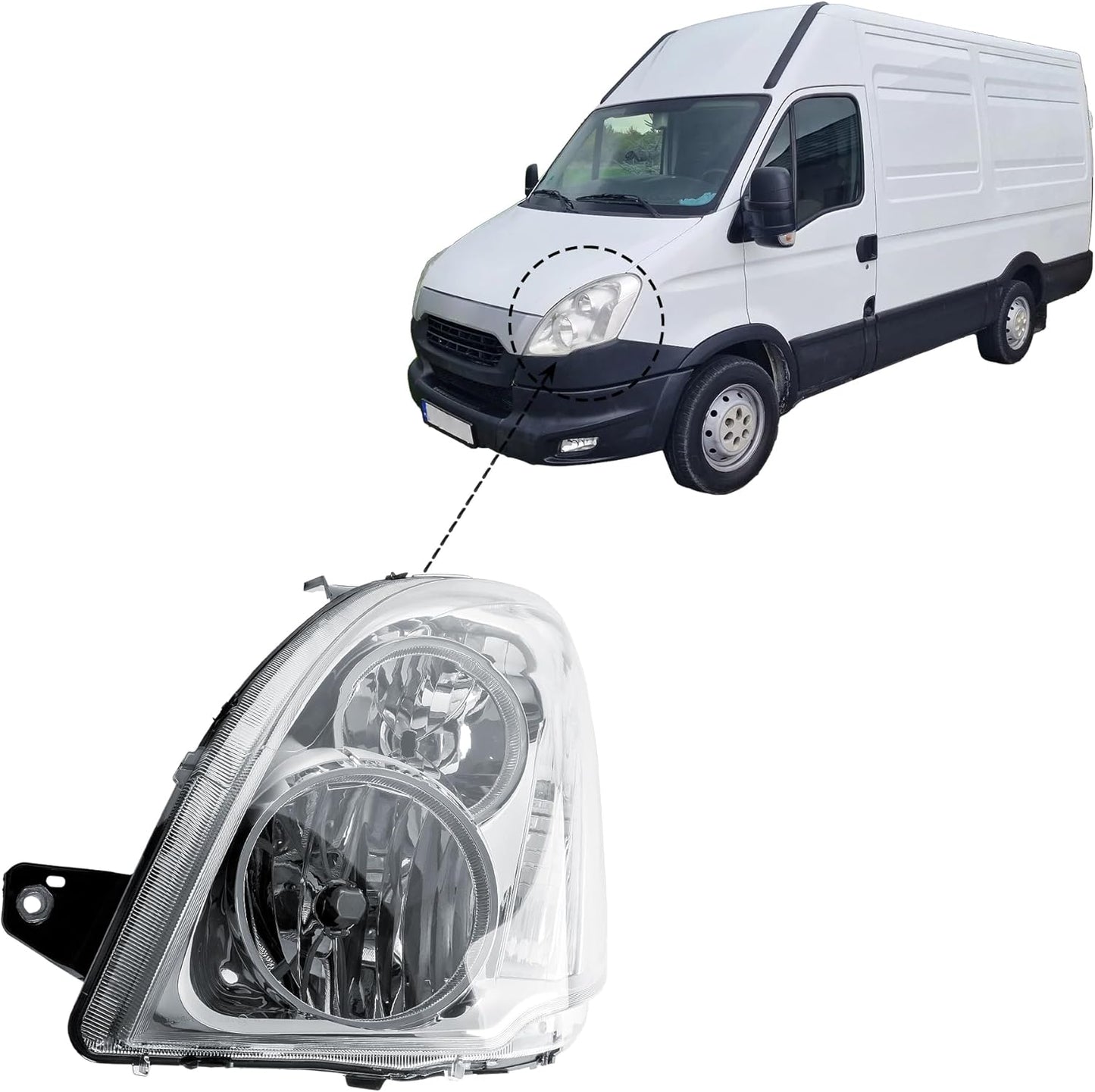 Aligoparts Passenger Left Side Headlight Lamp N/S Electric Adjustment for IVECO Daily MK5 2011–2013