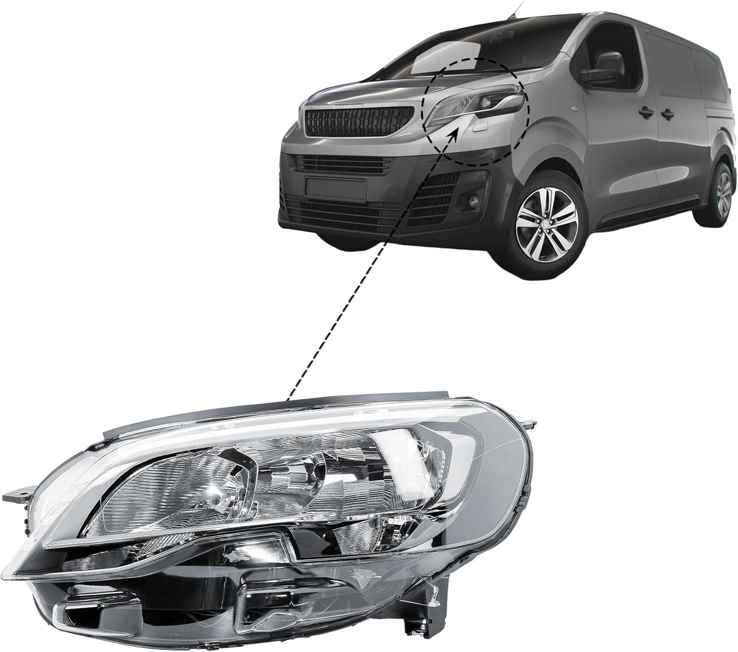 Aligoparts Passenger Left Side Headlight Lamp N/S Electric Adjustment for Peugeot Expert 2016–2024