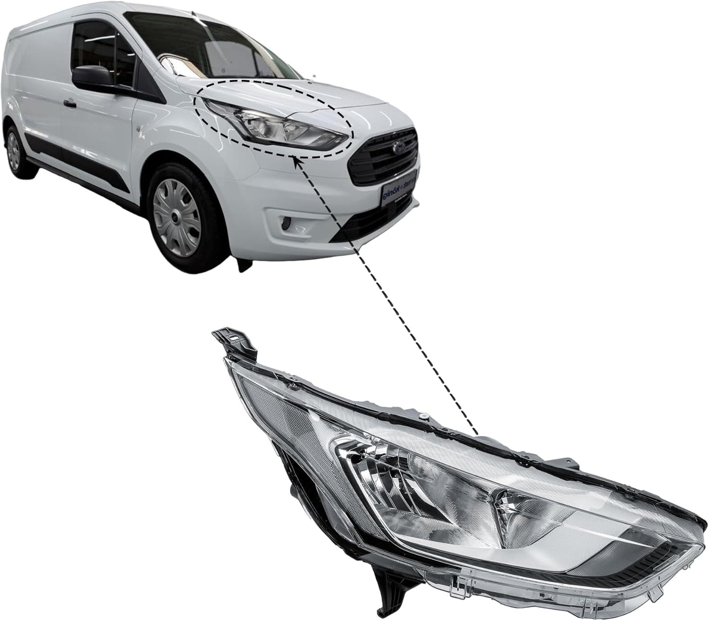 Aligoparts Driver Right Side Headlight Lamp O/S Electric Adjustment for Ford Transit Tourneo Connect V408 2017–2023