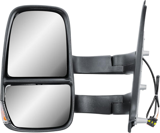 Aligoparts Passenger Left Side Door Wing Mirror N/S Manual Non-Heated Long Arm with Temperature Sensor for IVECO Daily 2006–2013