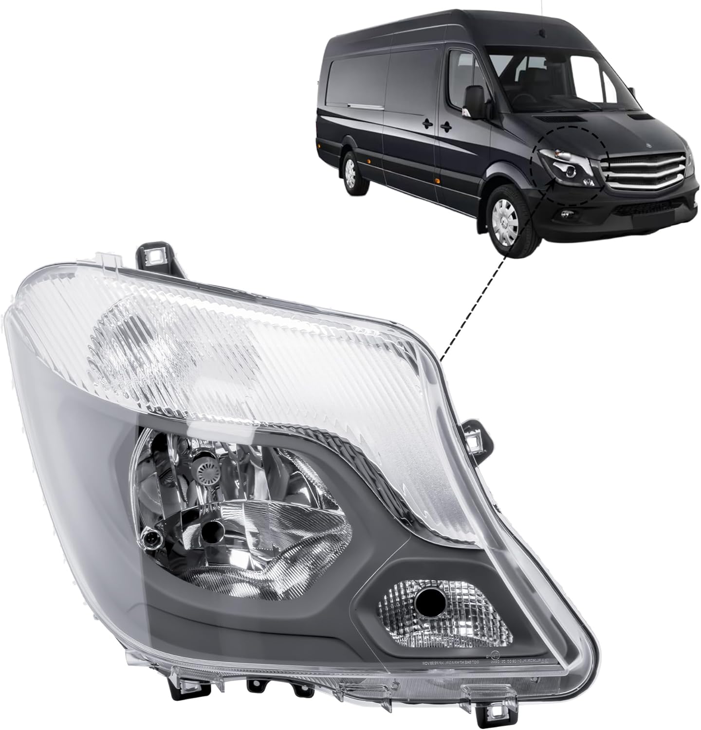 Aligoparts Driver Right Side Headlight Lamp O/S Electric Adjustment for Mercedes Sprinter 906 2014–2018