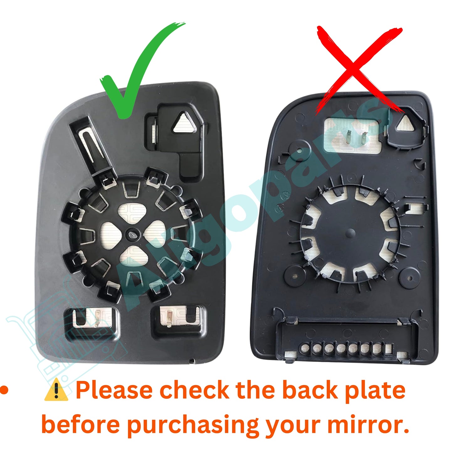 Aligoparts Right Heated Upper Mirror Glass with Back Plate for Mercedes Sprinter W907/W910 2019 Onwards