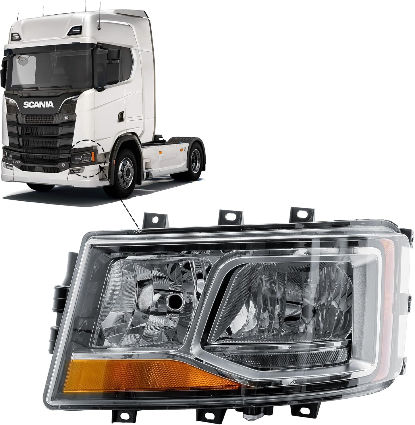 Aligoparts Passenger Left Side Headlight Lamp N/S Electric Adjustment LED DRL for Scania Truck P G R S Series