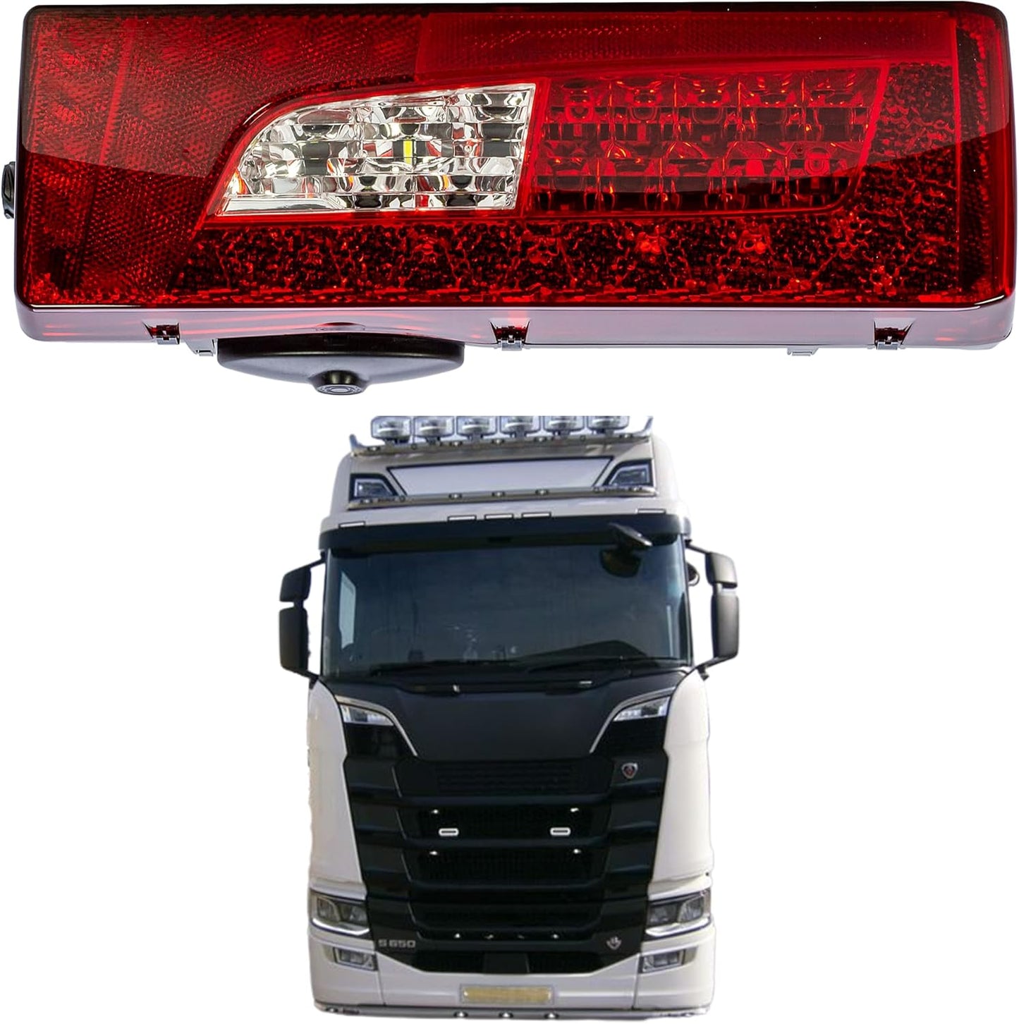 Aligoparts Driver Right Side O/S 24V Full LED Tail Light Rear Lamp with Reverse Buzzer for Scania P G R S L Series