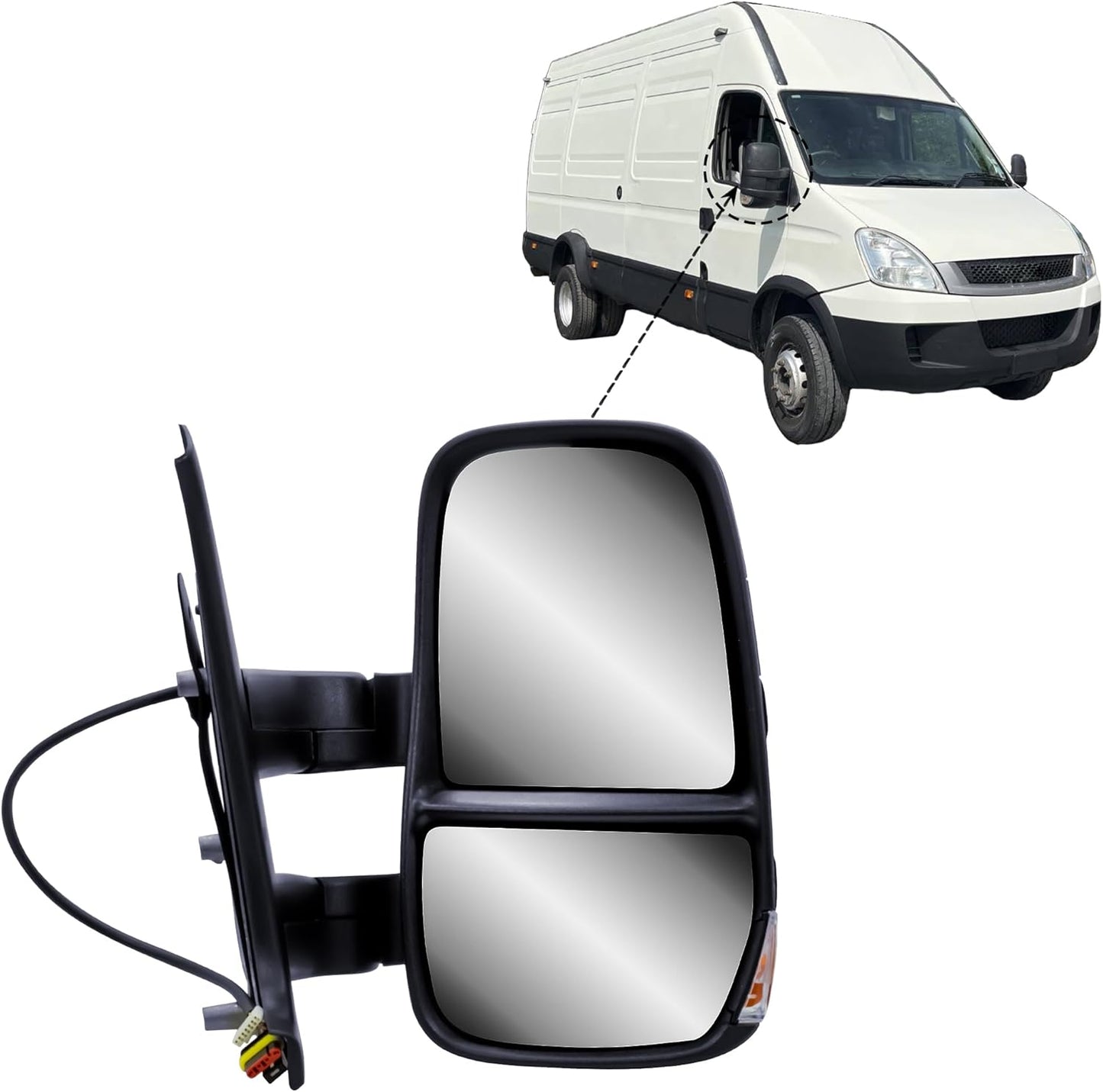 Aligoparts Driver Right Side Door Wing Mirror O/S Electric Heated Manual Folding Short Arm for IVECO Daily 2006–2013