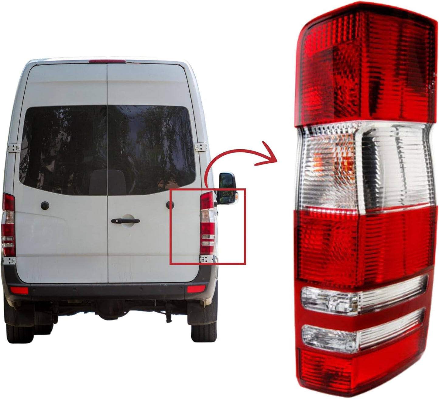 Aligoparts Rear RIGHT Tail Light Lamp Lens for Mercedes Sprinter W906 (2006–2017) – Driver Side O/S