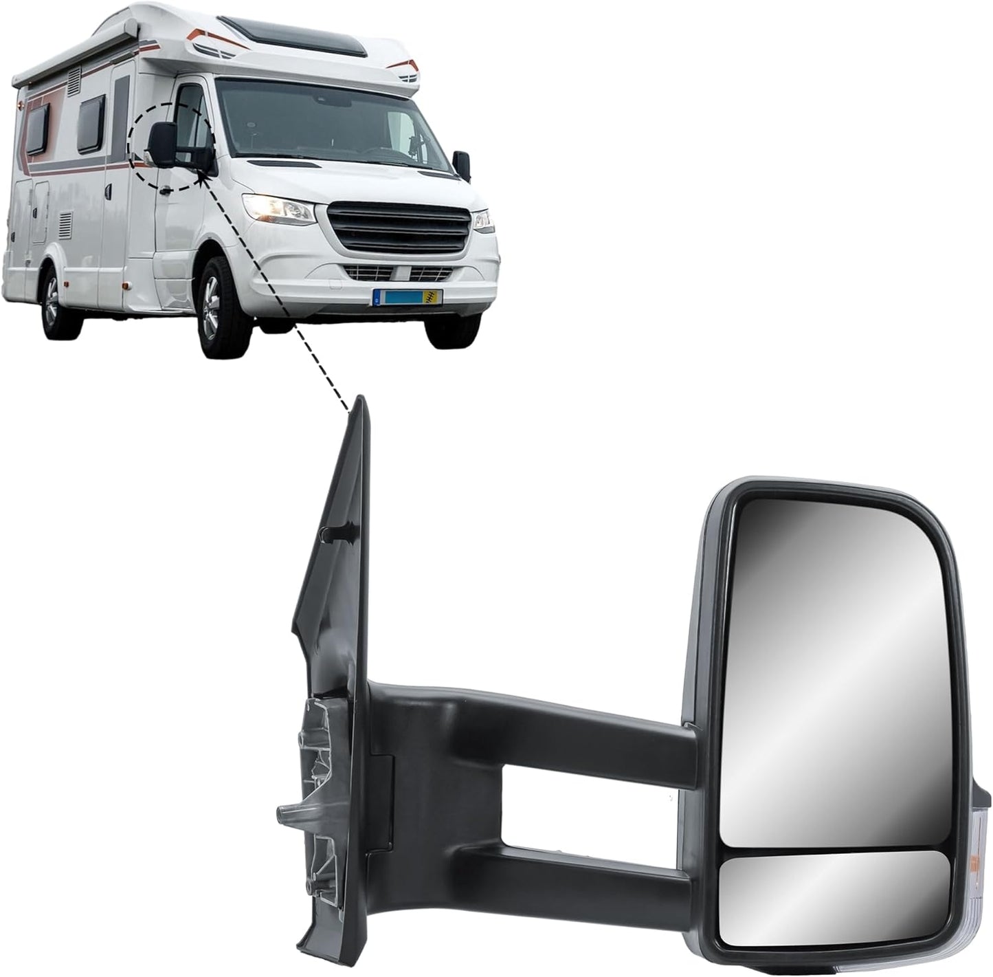Aligoparts Driver Right Side Door Wing Mirror O/S Electric Heated Long Arm for Mercedes Sprinter W907 W910 2019–2024