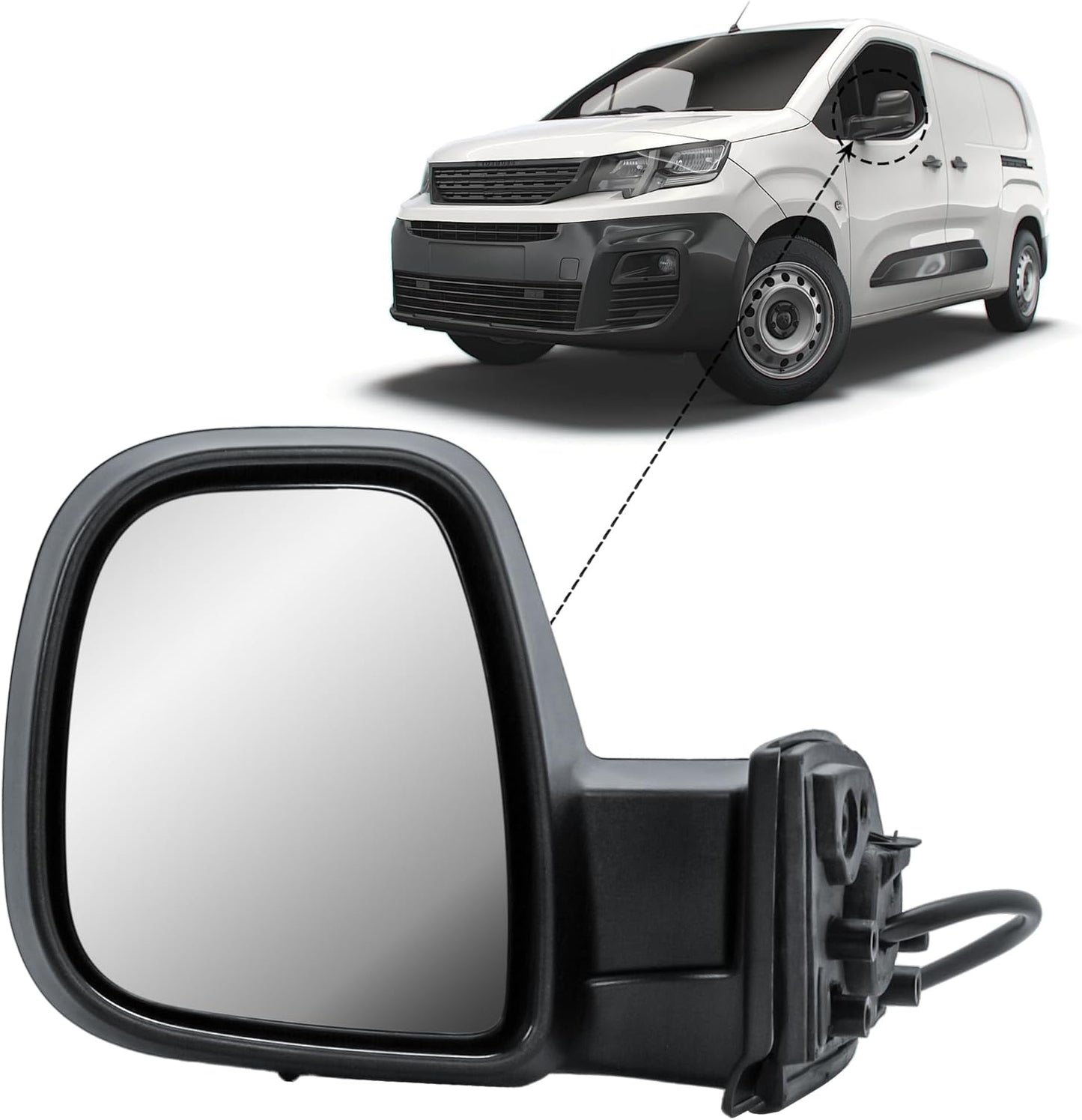 Passenger Left Side Door Wing Mirror N/S Electric Heated Manual Folding for Vauxhall Combo Berlingo Partner ProAce City Doblo 2019-2024
