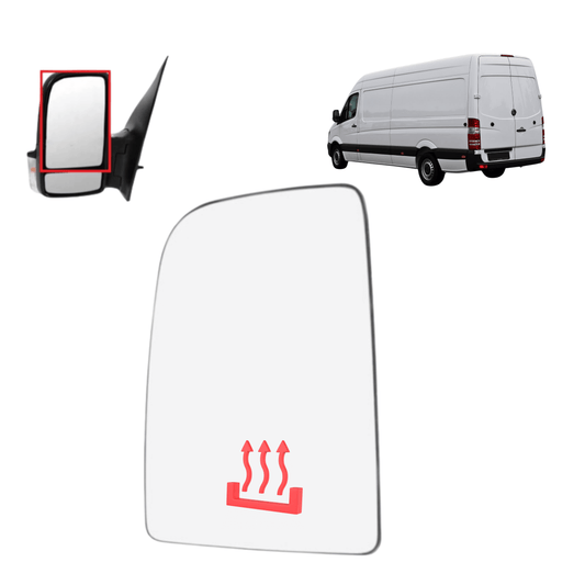 Aligoparts Left Heated Upper Mirror Glass for Mercedes Sprinter & VW Crafter 2006–2018