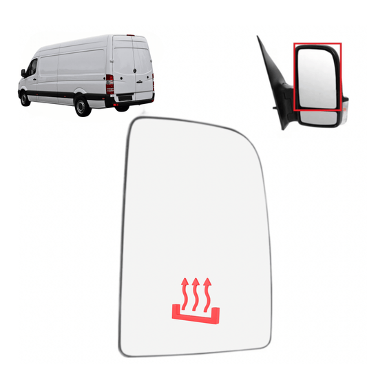 Aligoparts Right Heated Upper Mirror Glass for Mercedes Sprinter & VW Crafter 2006–2018